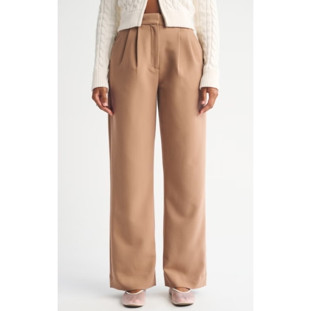 ABERCROMBIE & FITCH Sloane Tailored Wide Leg Pant Brown Women Size 30L Long Tall